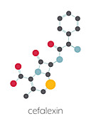 Cefalexin antibiotic drug molecule, illustration