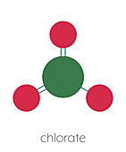 Chlorate anion chemical structure, illustration