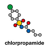 Chlorpropamide diabetes drug molecule, illustration
