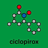 Ciclopirox antifungal drug molecule, illustration