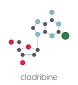 Cladribine cancer drug molecule, illustration