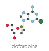Clofarabine cancer drug molecule, illustration