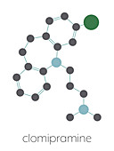 Clomipramine tricyclic antidepressant drug molecule