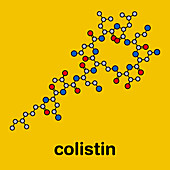 Colistin antibiotic drug molecule, illustration