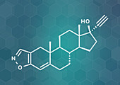 Danazol endometriosis drug molecule, illustration