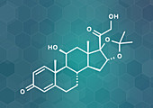 Desonide topical corticosteroid drug molecule, illustration