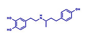 Dobutamine sympathomimetic drug molecule, illustration