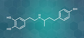 Dobutamine sympathomimetic drug molecule, illustration