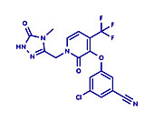 Doravirine HIV drug molecule, illustration