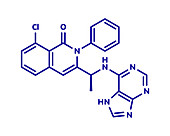 Duvelisib cancer drug molecule, illustration