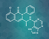 Duvelisib cancer drug molecule, illustration