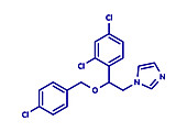 Econazole antifungal drug molecule, illustration