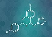 Econazole antifungal drug molecule, illustration