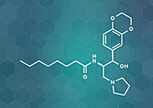 Eliglustat Gaucher disease drug molecule, illustration