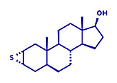 Epitiostanol cancer drug molecule, illustration