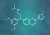 Erdafitinib cancer drug molecule, illustration