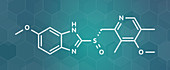 Esomeprazole peptic ulcer drug molecule, illustration