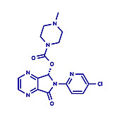Eszopiclone hypnotic drug molecule, illustration