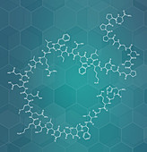 Exenatide diabetes drug molecule, illustration