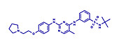 Fedratinib cancer drug molecule, illustration