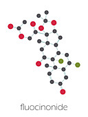 Fluocinonide corticosteroid drug molecule, illustration