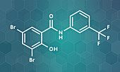 Fluorosalan antiseptic molecule, illustration