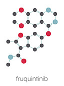 Fruquintinib cancer drug molecule, illustration