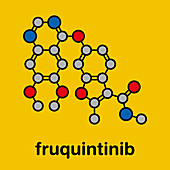 Fruquintinib cancer drug molecule, illustration