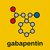 Gabapentin drug molecule, illustration