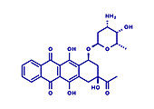 Idarubicin cancer drug molecule, illustration