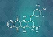 Idarubicin cancer drug molecule, illustration