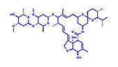 Ivermectin antiparasitic drug molecule, illustration