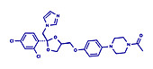 Ketoconazole antifungal drug molecule, illustration