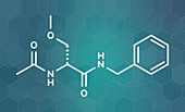 Lacosamide anticonvulsant drug molecule, illustration