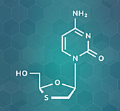 Lamivudine antiviral drug molecule, illustration
