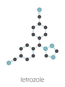 Letrozole breast cancer drug molecule, illustration