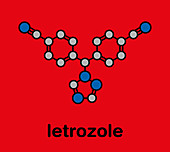 Letrozole breast cancer drug molecule, illustration