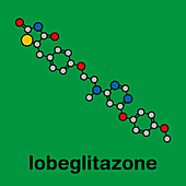 Lobeglitazone diabetes drug molecule, illustration