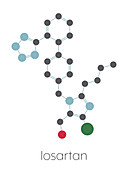 Losartan hypertension drug molecule, illustration