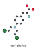 Melphalan cancer drug molecule, illustration