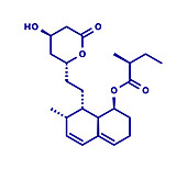 Mevastatin hypercholesterolemia drug molecule, illustration