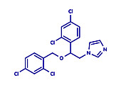 Miconazole antifungal drug molecule, illustration