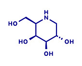 Migalastat Fabry disease drug molecule, illustration
