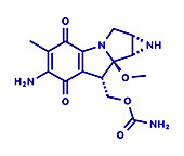 Mitomycin C cancer drug molecule, illustration