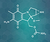 Mitomycin C cancer drug molecule, illustration