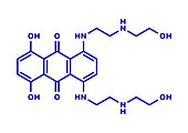 Mitoxantrone cancer drug molecule, illustration