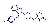 Mizolastine antihistamine drug molecule, illustration