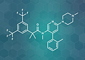 Netupitant drug molecule, illustration