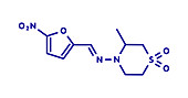 Nifurtimox antiparasitic drug molecule, illustration