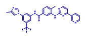 Nilotinib cancer drug molecule, illustration